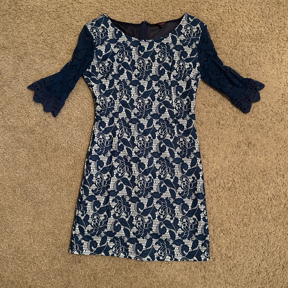 Elegant Navy Lace Dress